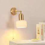 Ceramic Art Wall Lamp with Rotatable LED Lights & Pull Chain Switch