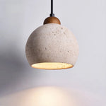Afralia™ Vintage Wabi Sabi LED Pendant Lights Wood Yellow Travertine Hanging Lamp