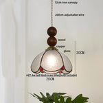 Afralia™ Copper LED Pendant Lamp Wood Globe Glass Nordic Modern Tiffany Hanging Lights