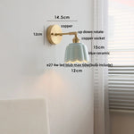 Ceramic Copper LED Wall Sconce Pull Chain Switch Reading Room Bedside Lamp