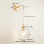 Afralia™ Striped Glass LED Wall Sconce Copper Arm Vintage Lampara Pared