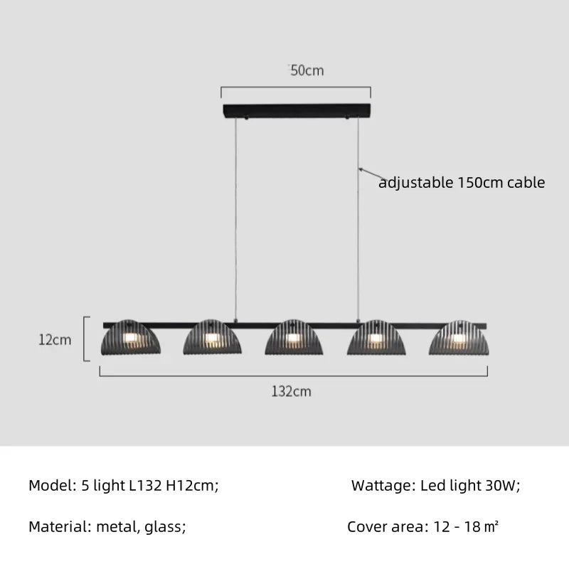 Smoky Gray Glass Chandelier LED Pendant Light for Luxe Dining Room