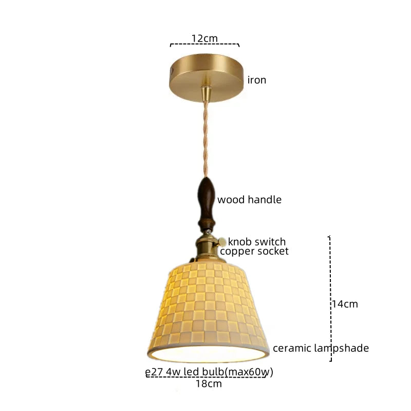 Ceramic Copper LED Pendant Light for Kitchen Dining Bedroom Decor