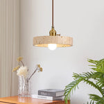 Nordic LED Pendant Lights Yellow Travertine Copper Hanging Lamp for Bedroom Dining Living Room