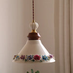 Afralia™ Ceramic Rose LED Pendant Light for Home Living Room Bedroom Hallway