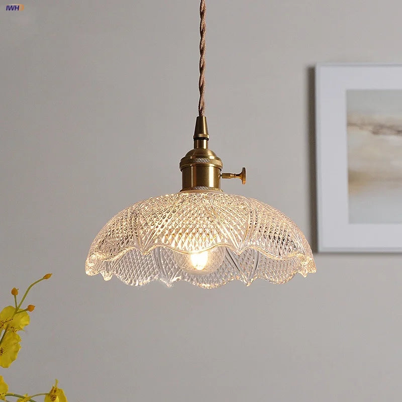 Clear Glass LED Pendant Bar Kitchen Nordic Copper Dining Room Suspension