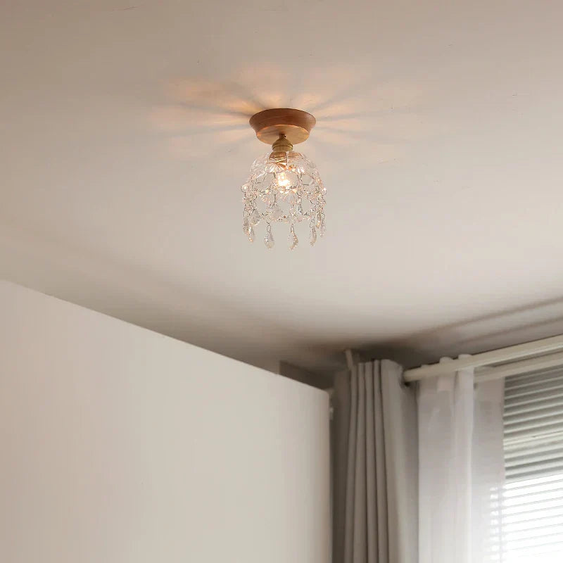 Wood Glass LED Ceiling Lamp Modern Plafondlamp for Home Restaurant Living Room