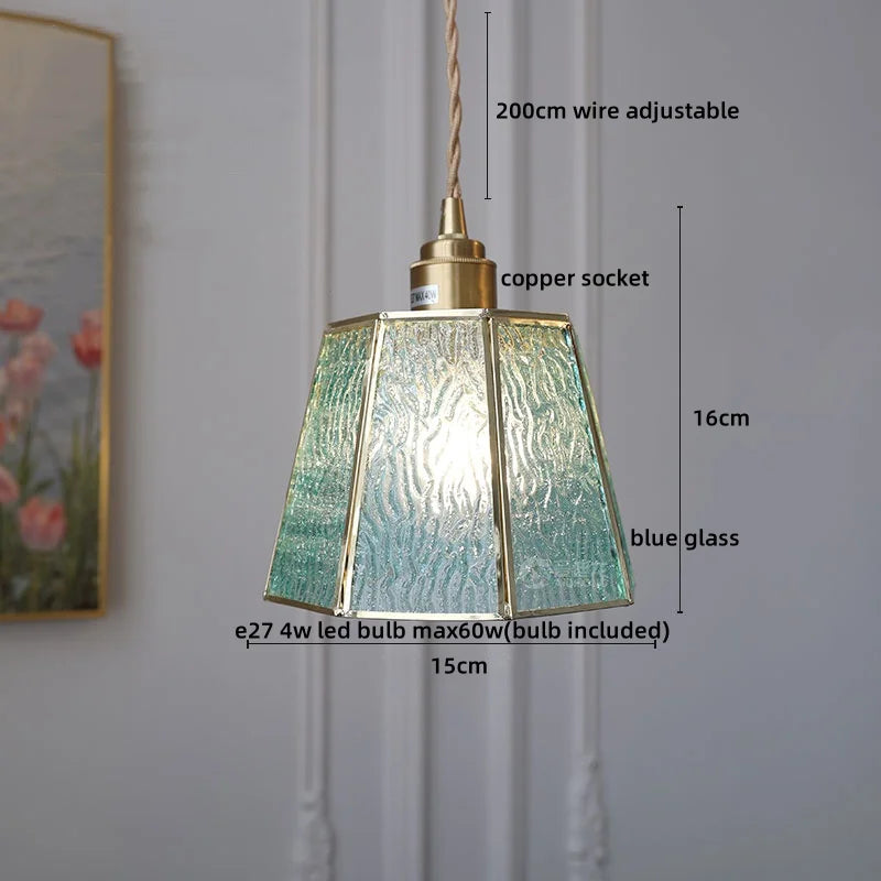 Glass Copper Pendant Light Modern LED Hanging Light for Home Decor