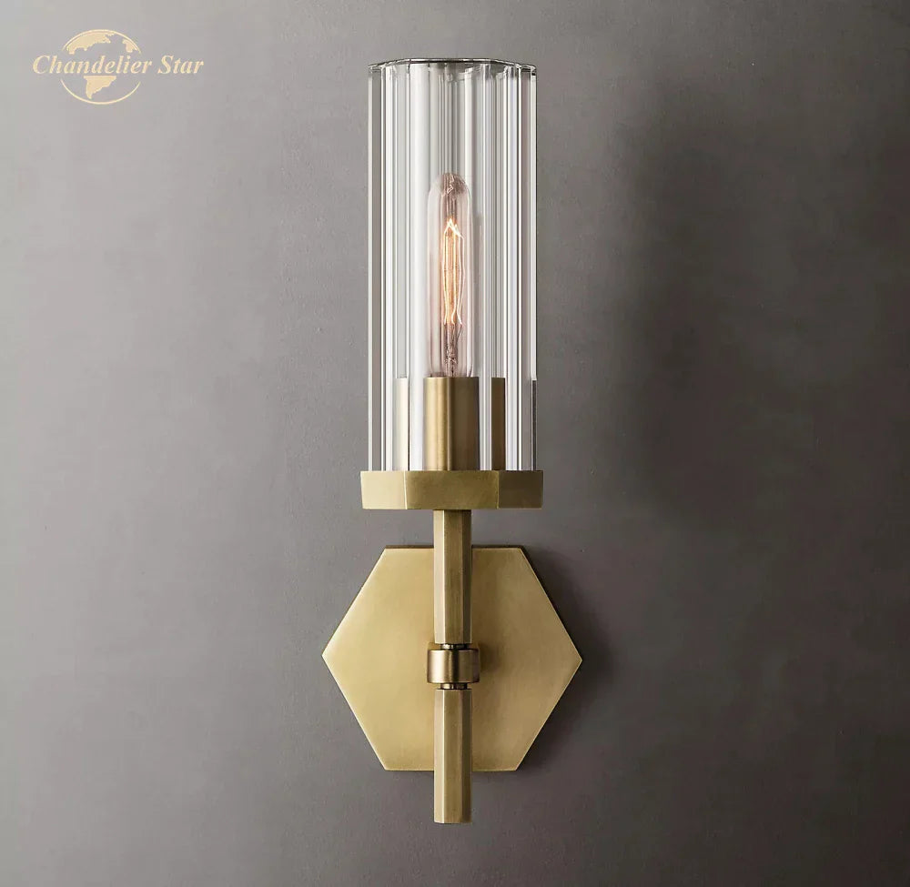 Hexagonal LED Crystal Sconce: Modern Wall Lighting for Bathroom, Living Room, Bedroom