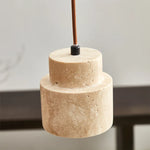 Yellow Travertine LED Pendant Light: Wabi Sabi Dining Room Decor