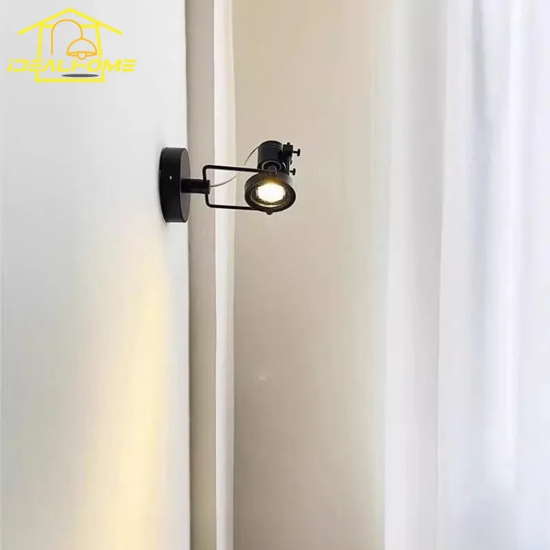 LED Industrial Bedroom Wall Lamp Black/Nickel Mounted Studio Cafe Background