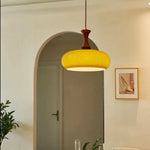 Amber LED Pendant Light Fixture Wood Glass Loft Adjustable Hang Lamp