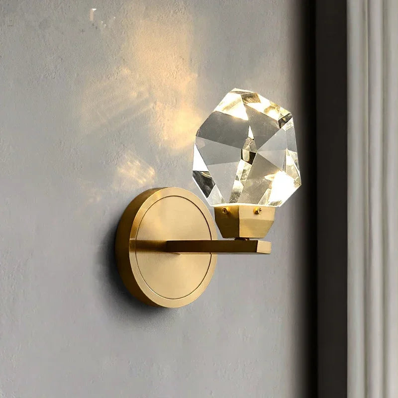 Crystal LED Copper Wall Sconce - Modern Luxury Wall Light Fixture