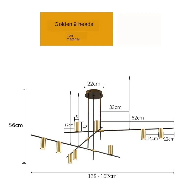Modern Golden Metal LED Chandelier for Kitchen Dining Room Lighting