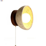 LED Wall Light Travertine Base Modern Nordic Pull Chain Bedside Lamp