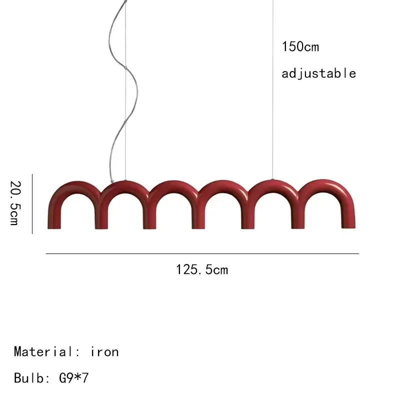 Blue Metal Arch Chandelier Pendant Light - Modern Design for Home Décor