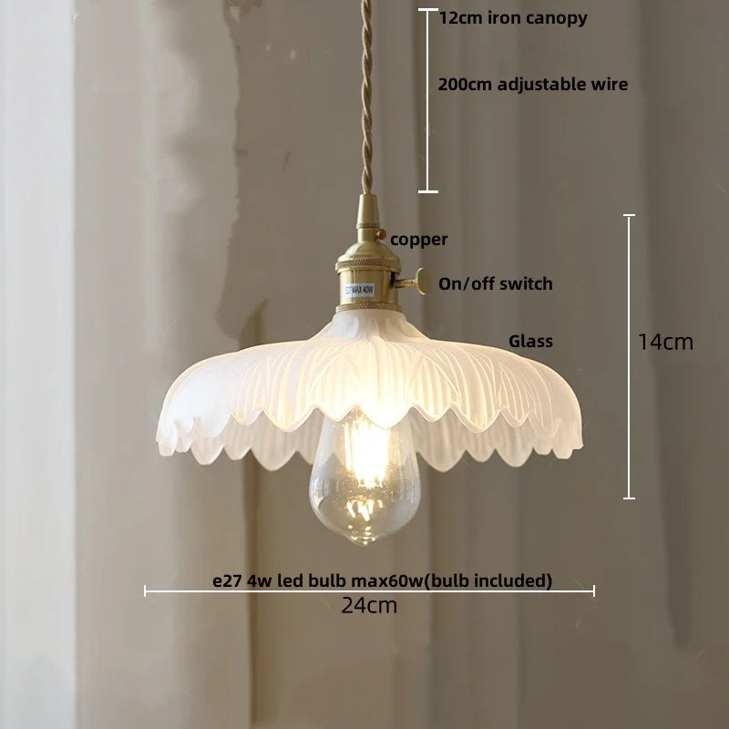 Amber Glass LED Hanging Lamp - Adjustable Nordic Stair Pendant Light