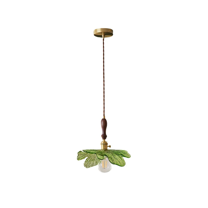 Copper Wood Glass LED Pendant Lamp - French Minimalist Design for Home Decor