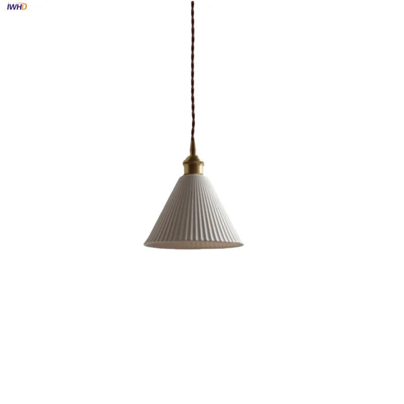 White Ceramic LED Pendant Light | Adjustable Nordic Modern Home Decor Hanging Lamp