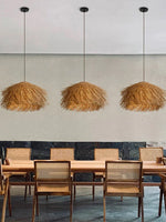 Rattan Pendant Lamp Chandelier for Restaurant Bar Home Decor, E27 Bulb