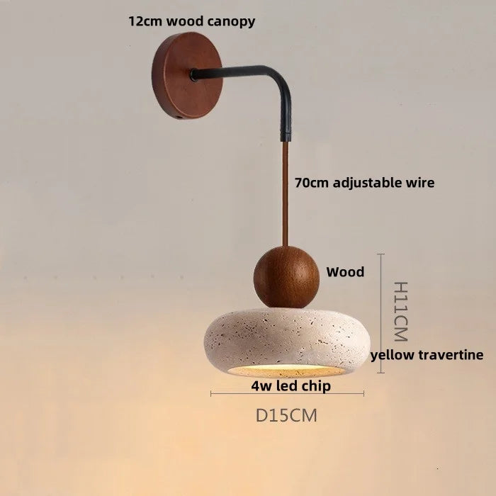 Afralia™ Nordic Wood LED Wall Sconce Yellow Travertine Stair Light