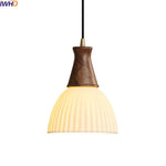 Wood Ceramic LED Pendant Chandelier for Dining Room Bedroom Kitchen Lighting