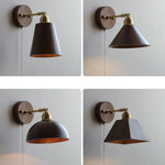 Walnut Wood LED Wall Sconce with Pull Chain Switch - Modern Nordic Copper Socket