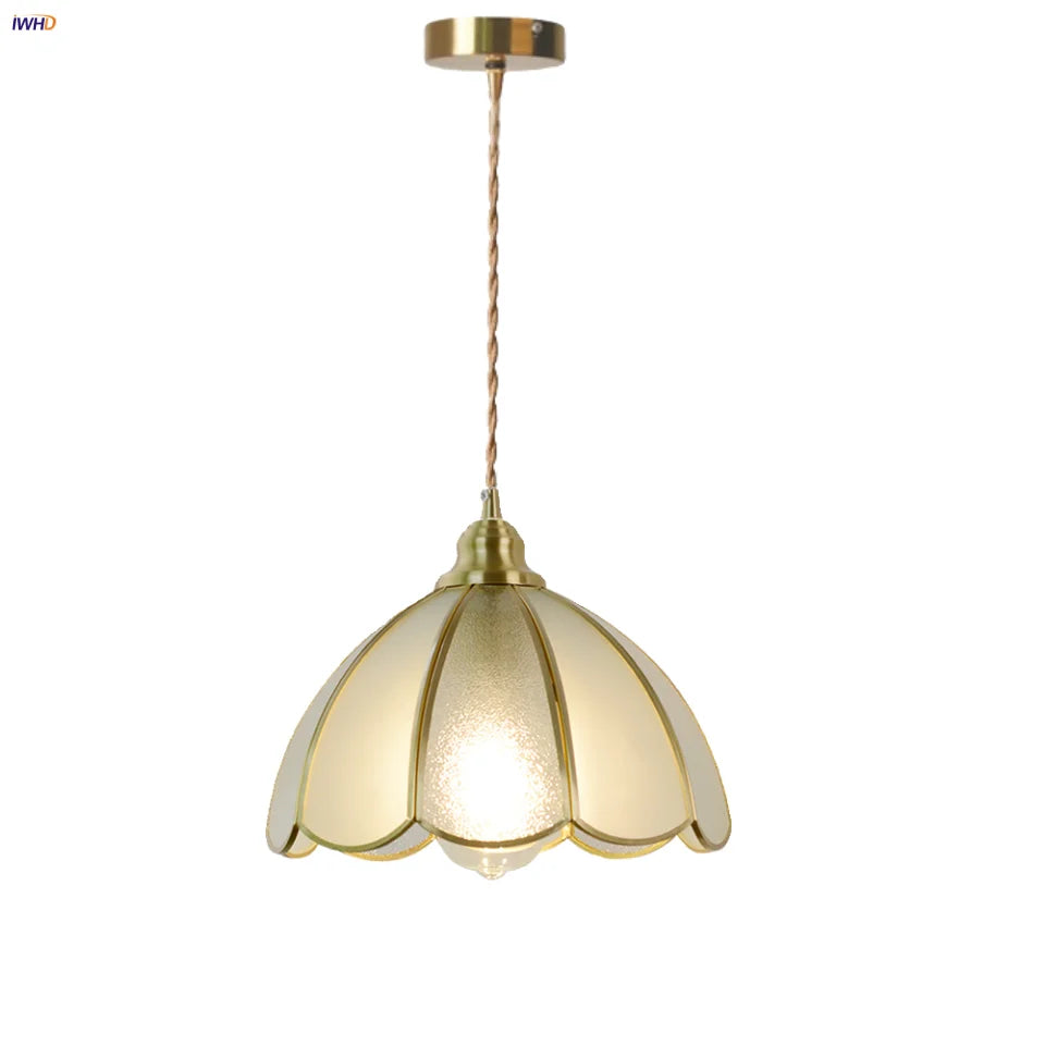 Afralia™ Glass LED Pendant Light Fixture Coffee Kitchen Loft Vintage Copper Hang Lamp