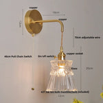 Clear Glass LED Wall Light with Pull Chain Switch for Modern Decor