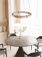 Round Linear Stone Chandelier - Trendy Home Lighting for Dinning Room & Living Room