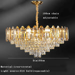 Gold Amber Crystal Chandelier Lights Modern Room Decor Hanging Lamp