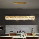 Crystal Steel LED Pendant Light | Modern Dining Room Hanging Lamp