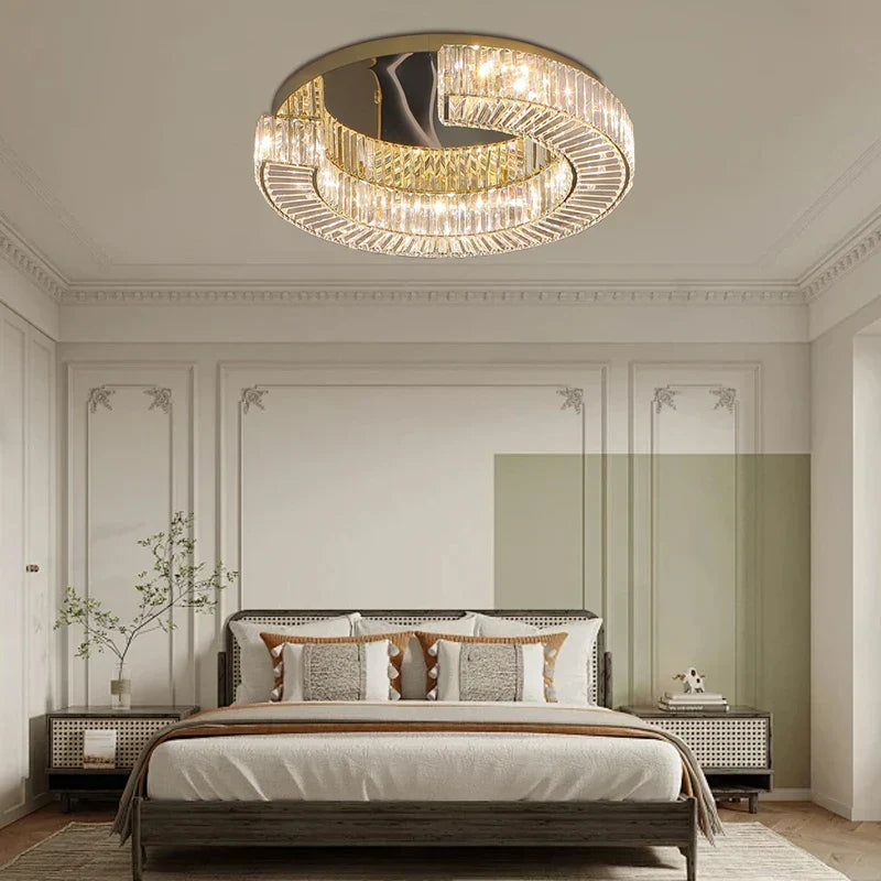 Luxury Crystal Ceiling Lamp: Modern Room Decor, Elegant LED Lighting for Living Room & Bedroom