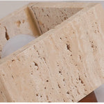 Yellow Travertine LED Ceiling Lamp Wood Canopy Nordic Modern Light Fixture