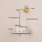 LED Ceramic Wall Lamp - Pull Chain Switch, Rotating Up Down Light