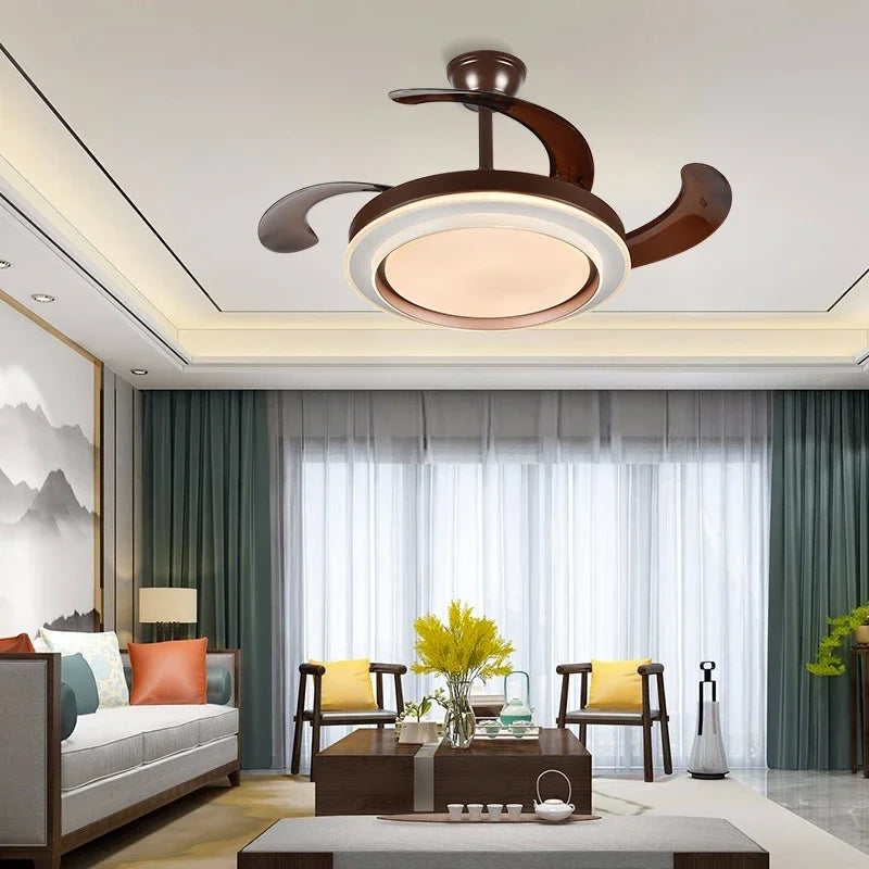 Copper Ceiling Fan Lights Remote Control 36/42inch Gold Fan Lamps