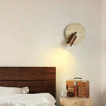 Wabi Sabi LED Wall Sconce, Pull Chain, Rotate Wood Mirror Light