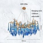 Art Deco Blue Queen Crystal Chandelier for Living Room
