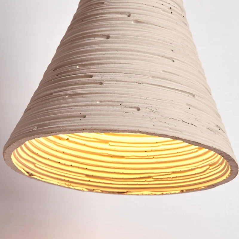 Nordic LED Wall Light Living Dining Room Sconce Wood Pull Chain Cement Lampshade