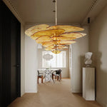 Amber Glass Ceiling Chandelier for Elegant Living Room Decor.