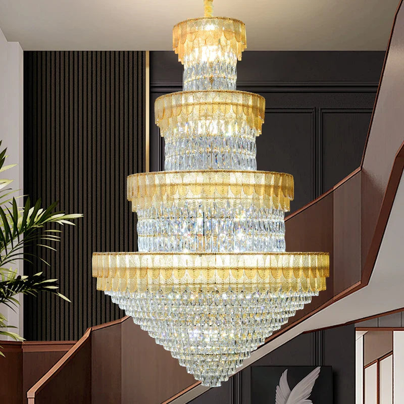 European Duplex Villa Crystal Chandelier Loft LED Light