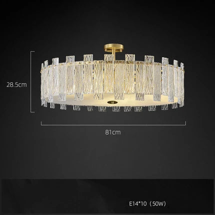 Art Deco Golden Copper Glass Chandelier LED Lighting Fixture