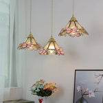 Nordic Pink Glass LED Pendant Light with Adjustable Brass Wire
