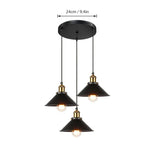 Vintage Industrial Chandelier - Retro Loft 3-Head Pendant Lamp in High-Quality Black Gold Finish
