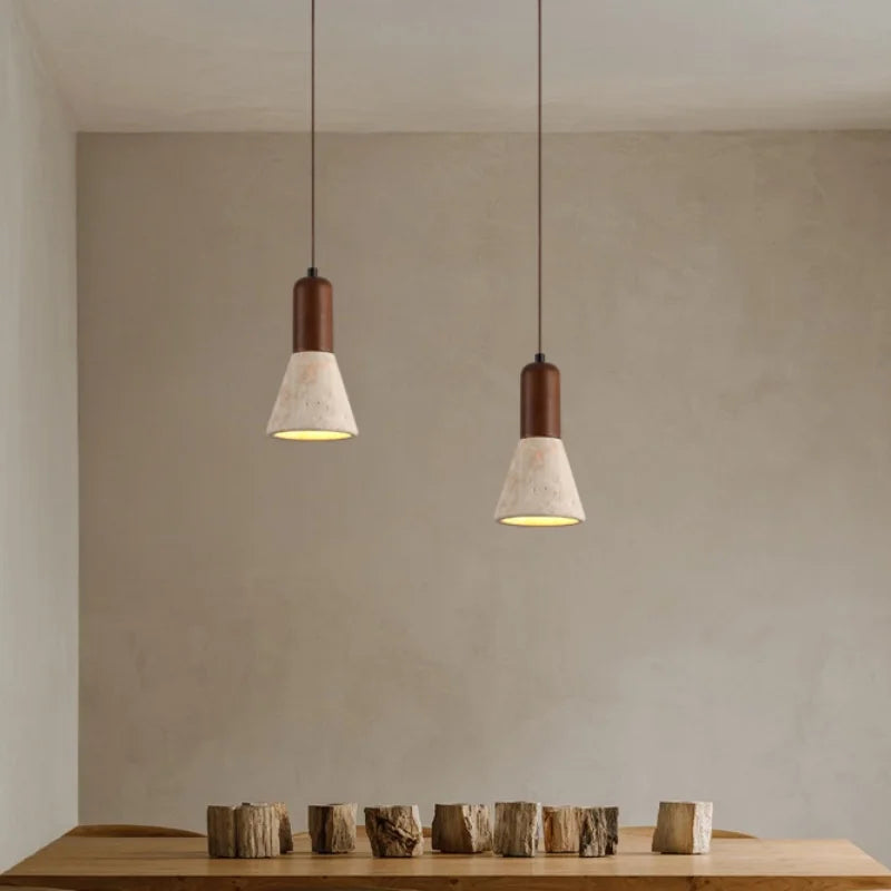 Yellow Travertine LED Pendant Lamp for Dining Living Room Kitchen Cafe