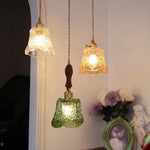 Afralia™ Nordic LED Pendant Light Fixture Wood Walnut Glass Indoor Lamp