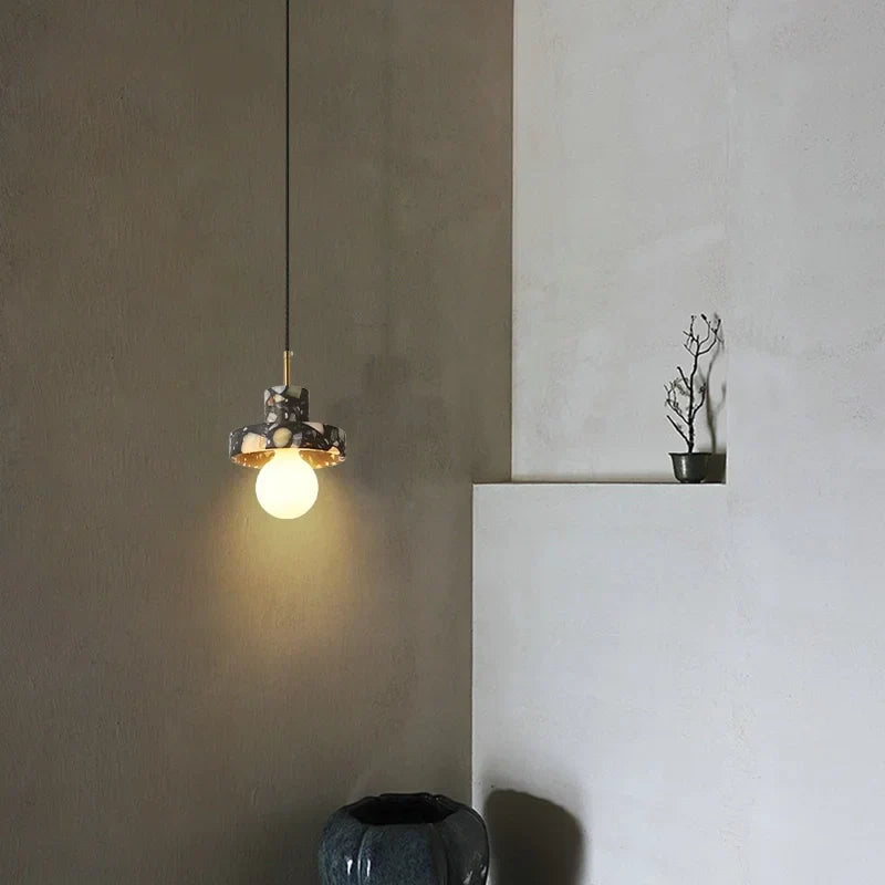 Afralia™ Terrazzo LED Pendant Light: Modern Nordic Hanging Lamp for Bedroom, Living, Dining Room