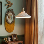 Ceramic LED Pendant Light: Modern Brass Hanging Lamp for Home Decor