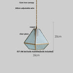Blue Glass LED Pendant Light Fixture Modern Nordic Wire Hanging Lamp