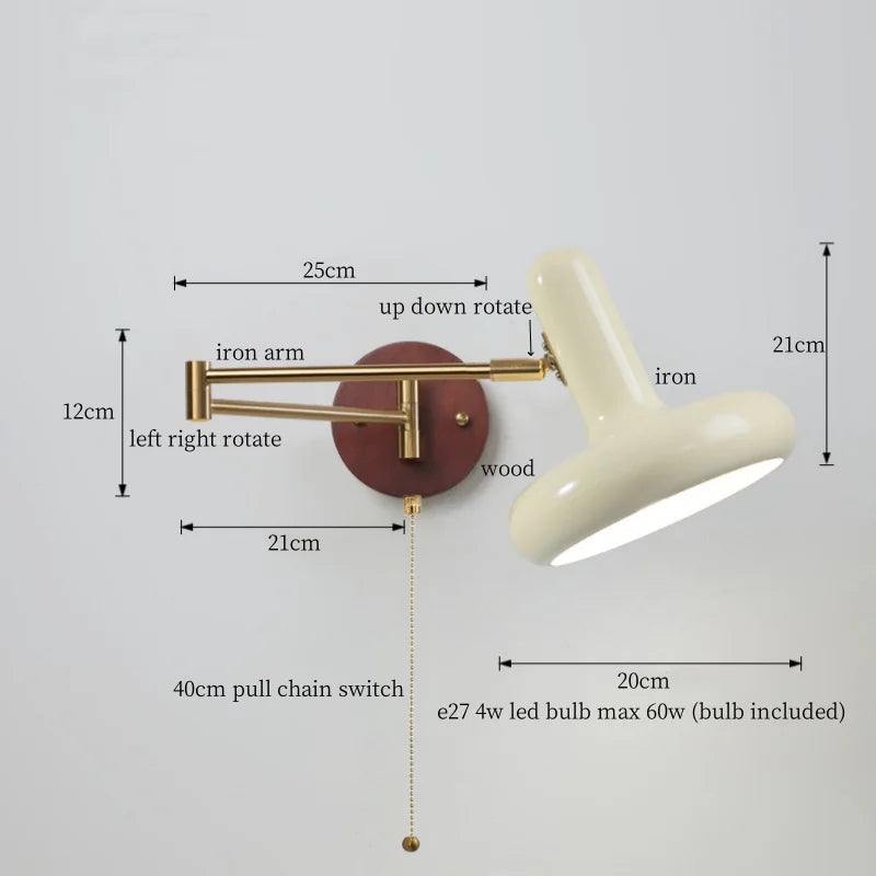 White Pumpkin LED Wall Light Fixture Swing Arm Nordic Modern Wandlamp